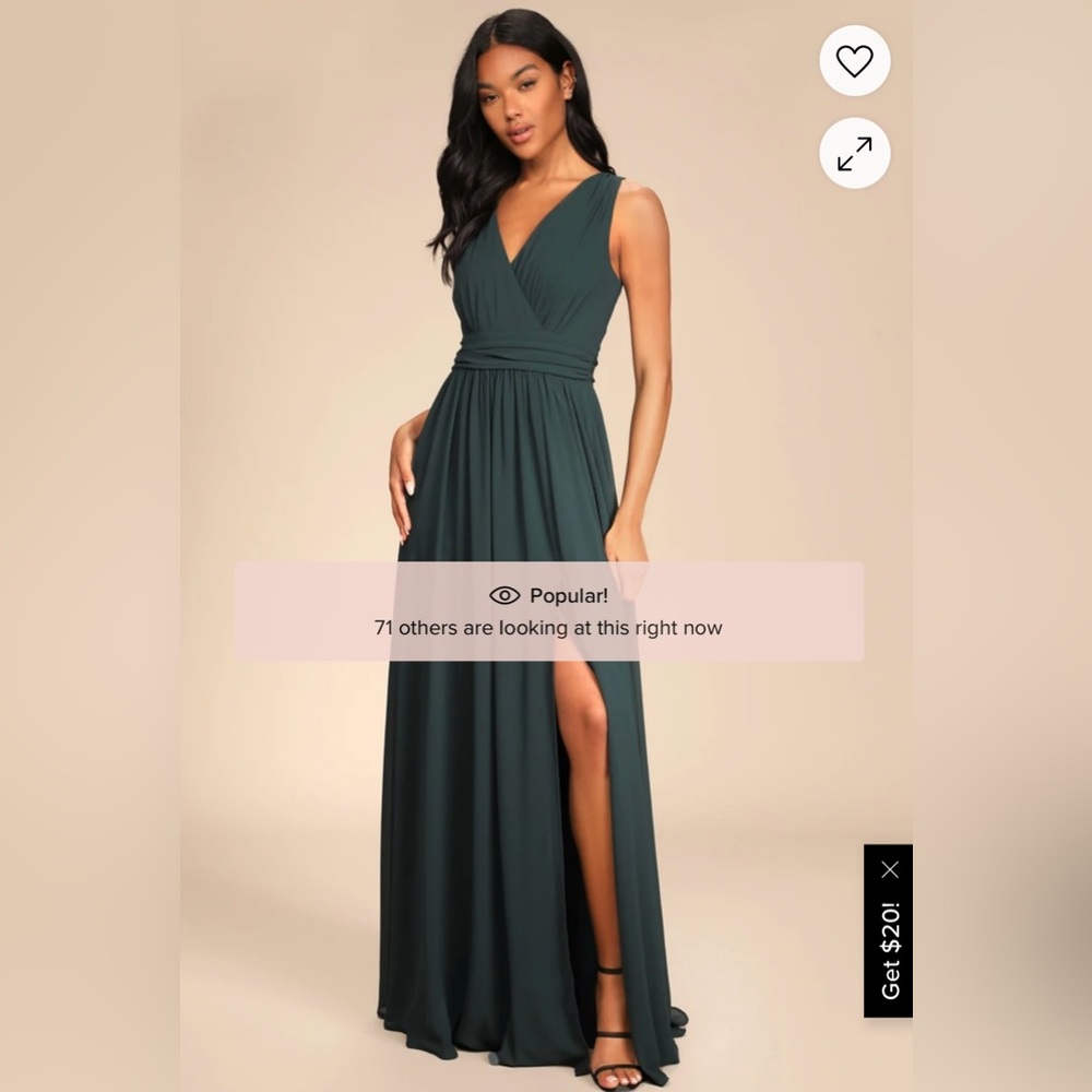 NEW Lulu’s Thoughts of Hue Emerald Green Maxi Dress M